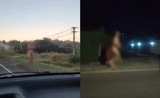 Homem nu é visto correndo pelas ruas de Curitiba durante manhã de frio intenso