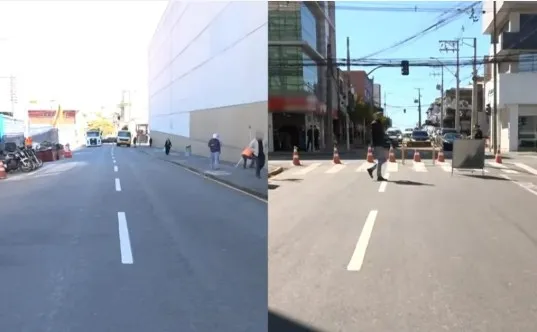 Rua ao lado do Shopping São José apresenta afundamento e é interditada em São José dos Pinhais